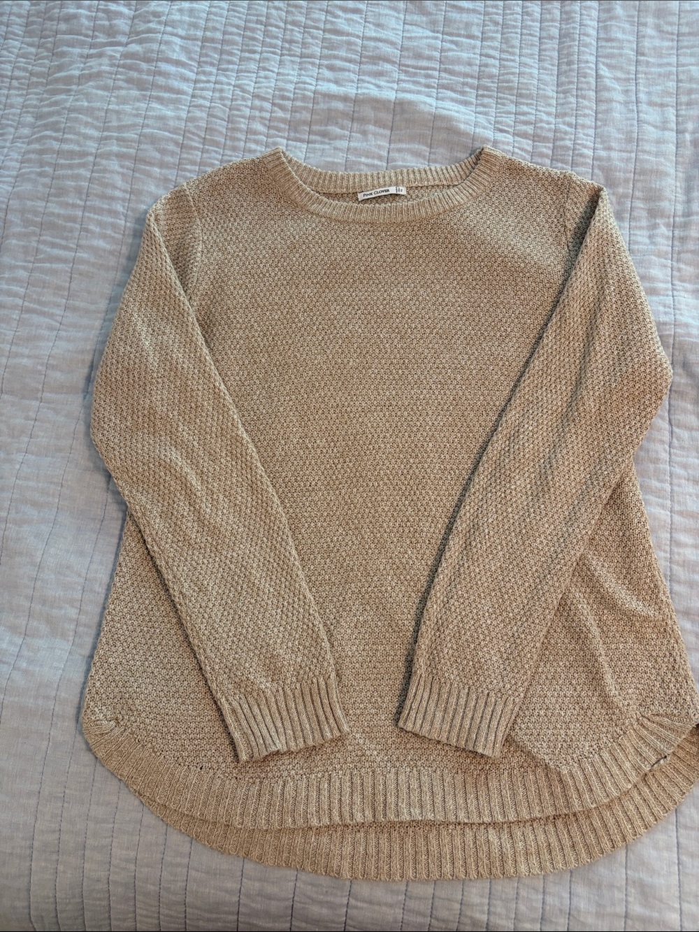 Pink Clover Neutral Beige Crewneck Sweater